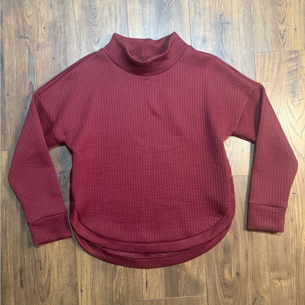 GapFit Women’s Mockneck Jacquard Sweatshirt, Burgundy Size Medium